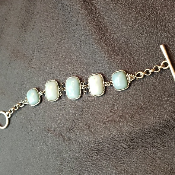Lucky Brand Blue Cabochon Stone Pave Link Line Bracelet - Picture 7 of 9